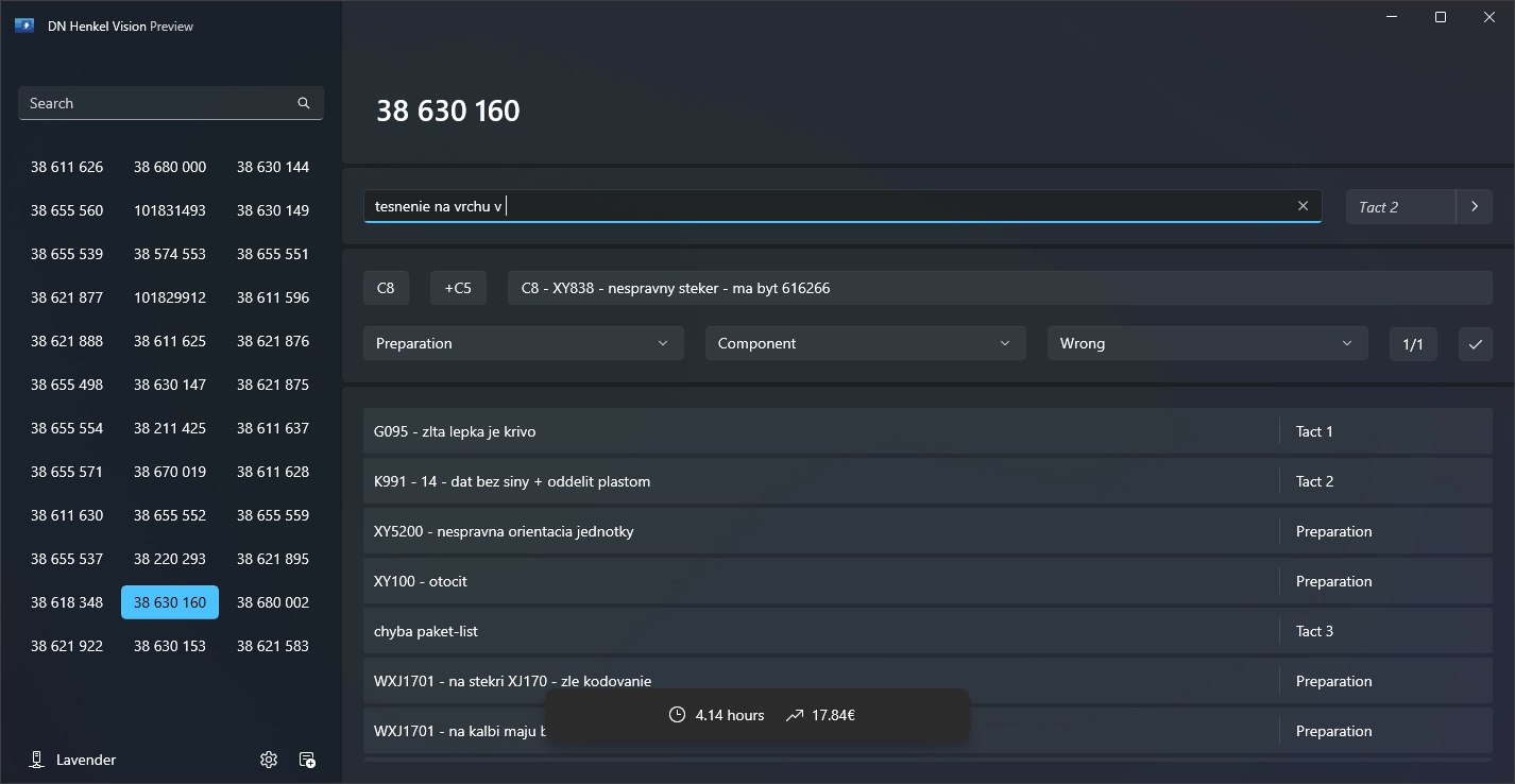 DN Henkel Vision Software Interface